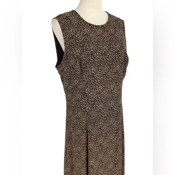 David Warren Black Taupe Vintage Sleeveless Maxi Dress Size 14 NWT - Picture 7 of 11